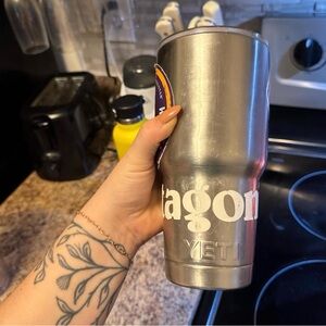 YETI Silver Tumbler with Custom Logo
